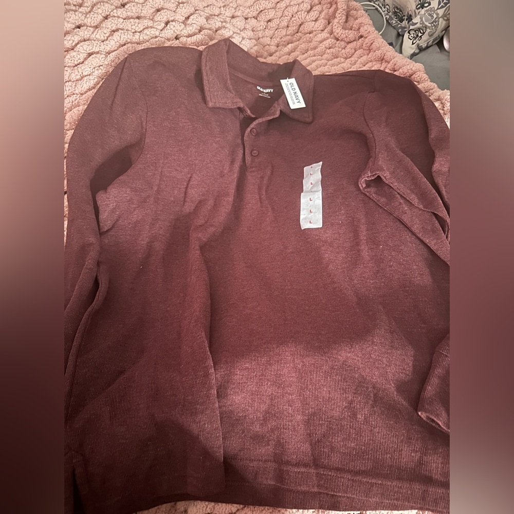 Old Navy Burgundy Polo long sleeve size L NWT